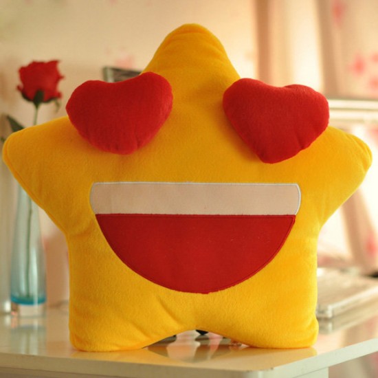 Funny Cute Lovers Yellow Star Throw Pillow Expression Soft Plush Sofa Car Office Cushion