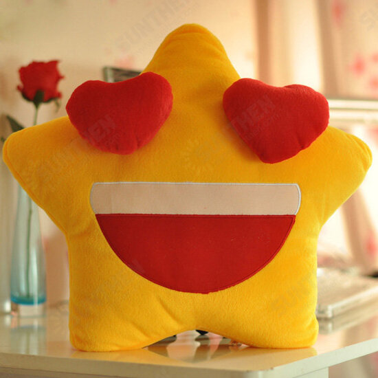 Funny Cute Lovers Yellow Star Throw Pillow Expression Soft Plush Sofa Car Office Cushion