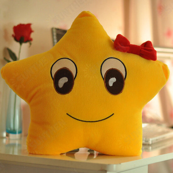 Funny Cute Lovers Yellow Star Throw Pillow Expression Soft Plush Sofa Car Office Cushion