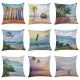 45x45cm Home Decoration Colorful Beach Patterns Cotton Linen Pillow Case Sofa Cushion Cover
