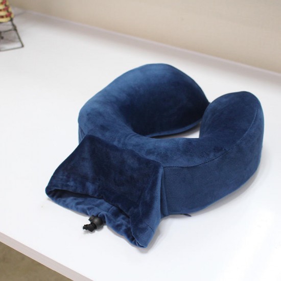 BX 28x28x13cm Blue Slow Rebound Memory Cotton Neck Pillow U Type Pillow Storage Pillow