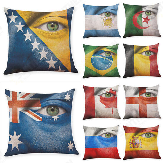 BX The 2018 World Cup Cotton Linen Cushion Pillow Case Eye National Flag Pillow Cover