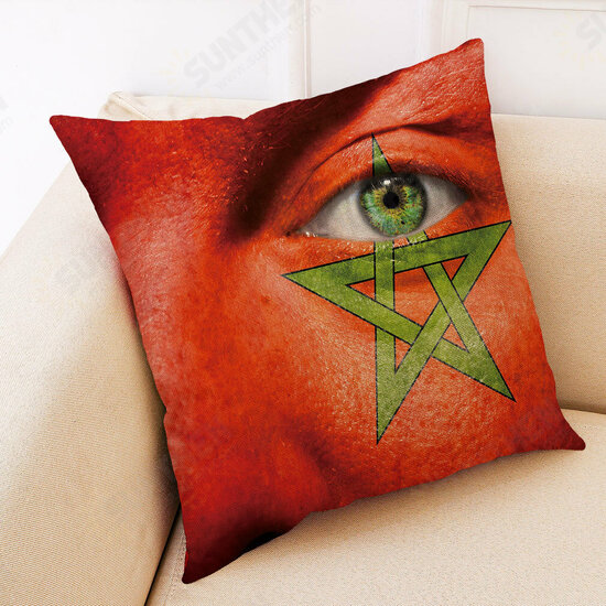 BX The 2018 World Cup Cotton Linen Cushion Pillow Case Eye National Flag Pillow Cover