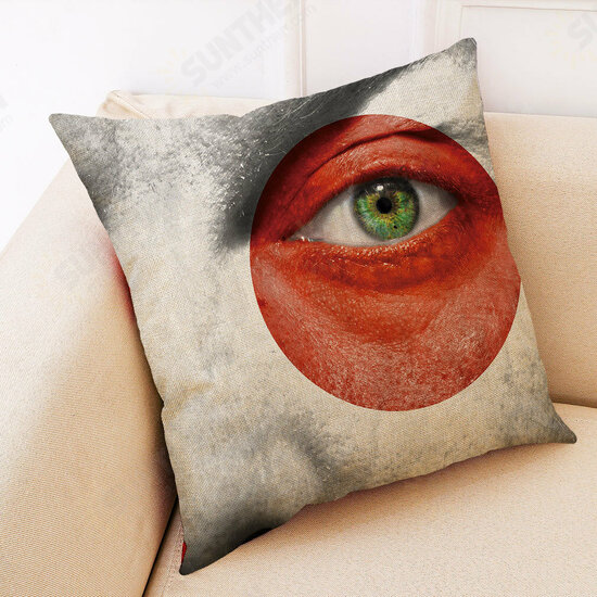 BX The 2018 World Cup Cotton Linen Cushion Pillow Case Eye National Flag Pillow Cover