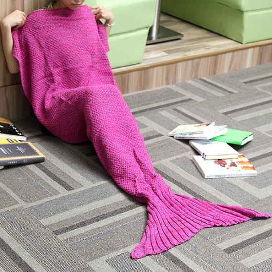 WX-29 3 Size Yarn Knitting Mermaid Tail Blankets Fibers Warm Soft Home Office Sleep Bag Bed Mat