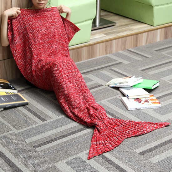 WX-29 3 Size Yarn Knitting Mermaid Tail Blankets Fibers Warm Soft Home Office Sleep Bag Bed Mat