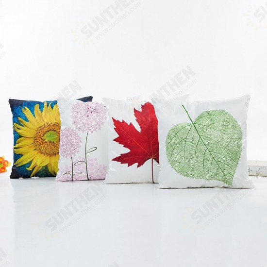 WX-D7 45x45cm Silk Soft Vintage Leaves Flower Throw Pillow Case Waist Cushion Cover