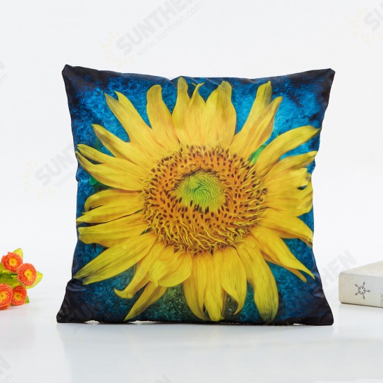 WX-D7 45x45cm Silk Soft Vintage Leaves Flower Throw Pillow Case Waist Cushion Cover