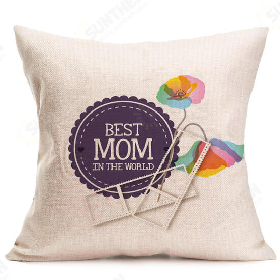 WX-P3 43x43cm Mother's Day Gift Flower Cotton Linen Pillow Case Cushion Cover Home Car Decor