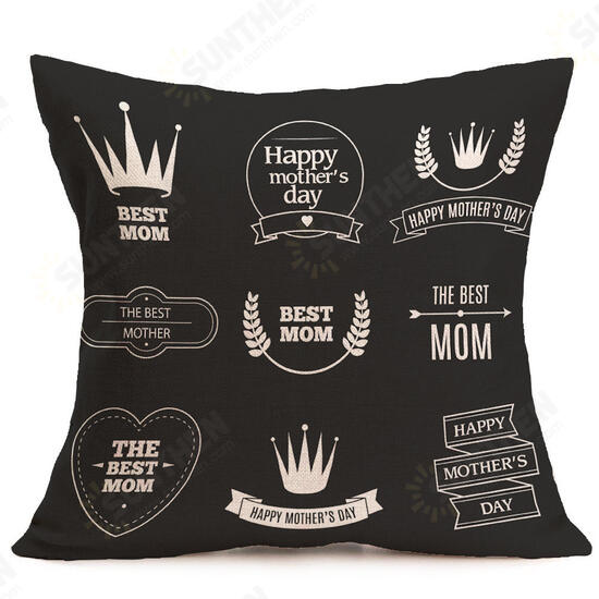 WX-P3 43x43cm Mother's Day Gift Flower Cotton Linen Pillow Case Cushion Cover Home Car Decor