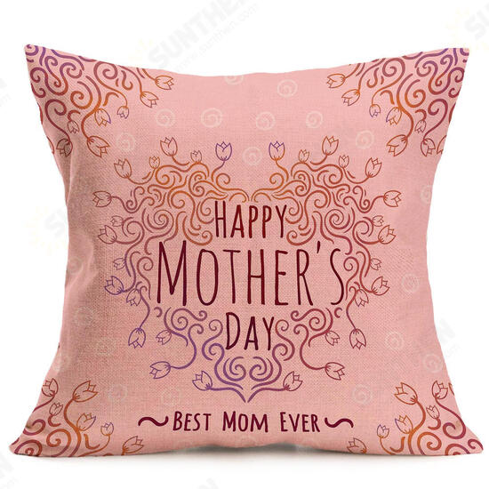 WX-P3 43x43cm Mother's Day Gift Flower Cotton Linen Pillow Case Cushion Cover Home Car Decor