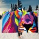Hooded Blankets Lion Colorful Printed Warm Wearable Plush Mat Thick Nap Soft Blanke
