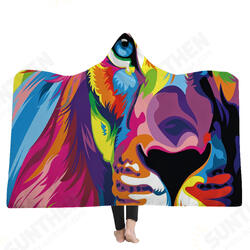 Hooded Blankets Lion Colorful Printed Warm Wearable Plush Mat Thick Nap Soft Blanke Hooded Blankets Lion Colorful Printed Warm Wearable Plush Mat Thick Nap Soft Blanke