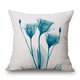 Ink Painting Flowers Cotton Linen Pillow Case Tulips Sofa Cushion Cover 45x45cm