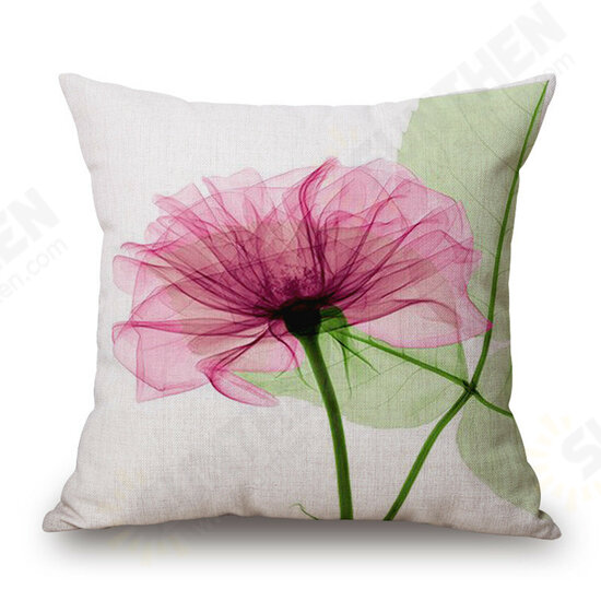 Ink Painting Flowers Cotton Linen Pillow Case Tulips Sofa Cushion Cover 45x45cm