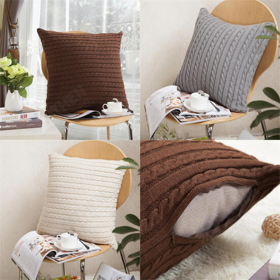 Knit Fiber Pillows Throw Pillow Case Sofa Waist Cushion Cover Home Decorative