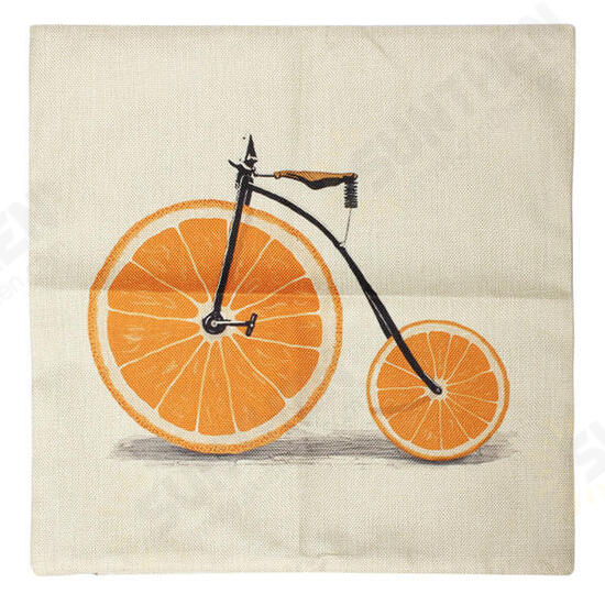 Lemon Orange Grapefruit Bicycle Throw Pillow Case Cotton Linen Sofa Cushion Cover