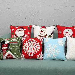 New Christmas Pure Cotton Embroidering Pillow Cases Santa Snowflake Cushion Cover New Christmas Pure Cotton Embroidering Pillow Cases Santa Snowflake Cushion Cover
