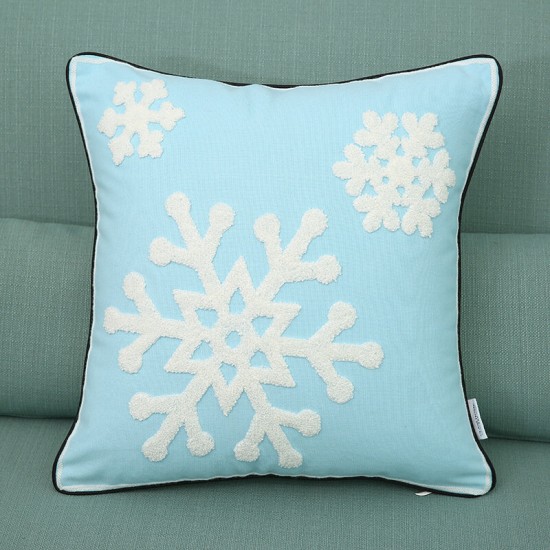 New Christmas Pure Cotton Embroidering Pillow Cases Santa Snowflake Cushion Cover