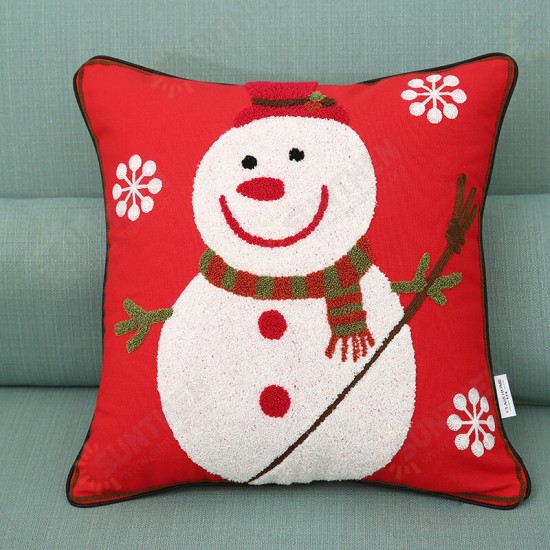 New Christmas Pure Cotton Embroidering Pillow Cases Santa Snowflake Cushion Cover