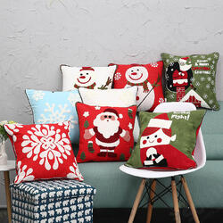 New Christmas Pure Cotton Embroidering Pillow Cases Santa Snowflake Cushion Cover New Christmas Pure Cotton Embroidering Pillow Cases Santa Snowflake Cushion Cover
