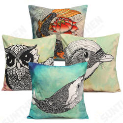 Owl Bird Fish Cotton Velvet Throw Pillow Case Back Waist Cushion Cover Home Sofa Decor Owl Bird Fish Cotton Velvet Throw Pillow Case Back Waist Cushion Cover Home Sofa Decor