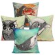 Owl Bird Fish Cotton Velvet Throw Pillow Case Back Waist Cushion Cover Home Sofa Decor