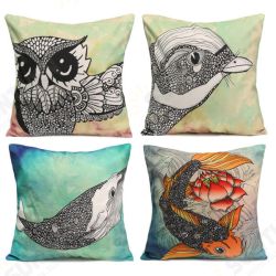 Owl Bird Fish Cotton Velvet Throw Pillow Case Back Waist Cushion Cover Home Sofa Decor Owl Bird Fish Cotton Velvet Throw Pillow Case Back Waist Cushion Cover Home Sofa Decor
