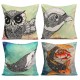 Owl Bird Fish Cotton Velvet Throw Pillow Case Back Waist Cushion Cover Home Sofa Decor