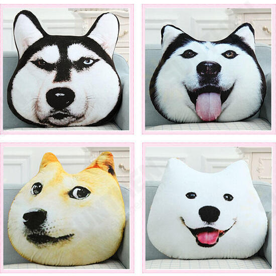 Plush 3D Printed Samoyed Husky Doge Dog Throw Pillow Alaska Dog Cushion