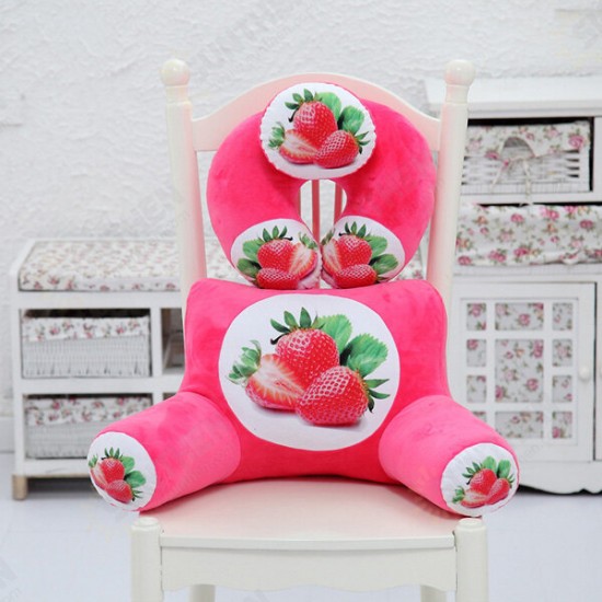 Plush Squishy 3D Fruit Printing U Shape Neck Pillow Waist Back Cushion Sofa Bed Office Car Chair Decor