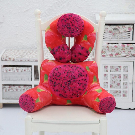 Plush Squishy 3D Fruit Printing U Shape Neck Pillow Waist Back Cushion Sofa Bed Office Car Chair Decor