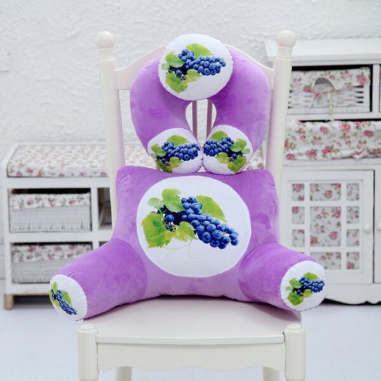 Plush Squishy 3D Fruit Printing U Shape Neck Pillow Waist Back Cushion Sofa Bed Office Car Chair Decor