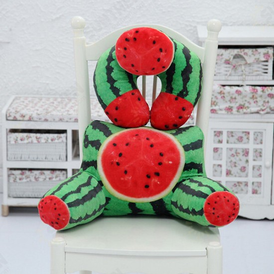 Plush Squishy 3D Fruit Printing U Shape Neck Pillow Waist Back Cushion Sofa Bed Office Car Chair Decor