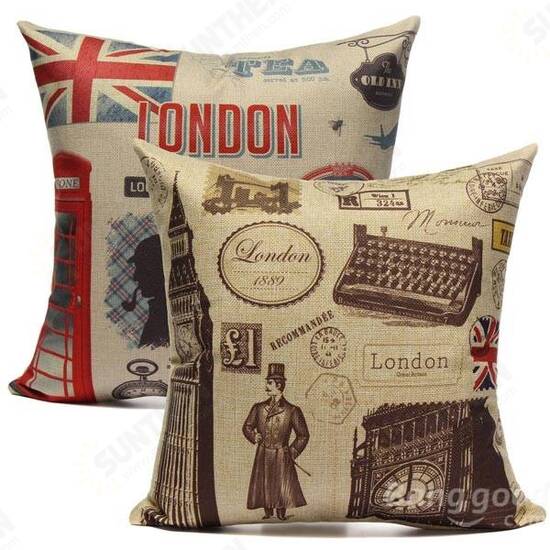 Retro British Style Pillow Case Cotton Linen Home Decoration