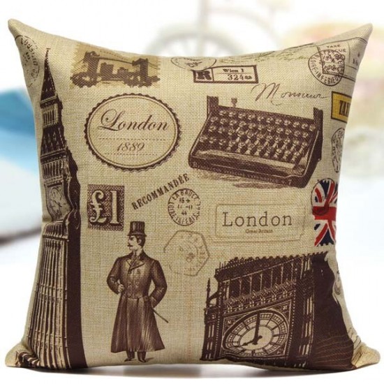 Retro British Style Pillow Case Cotton Linen Home Decoration