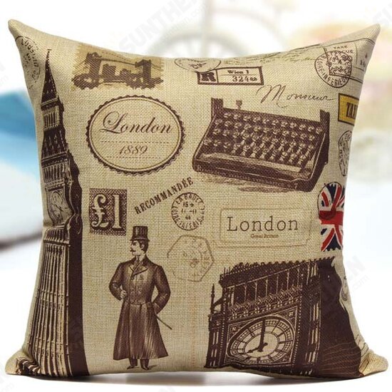 Retro British Style Pillow Case Cotton Linen Home Decoration