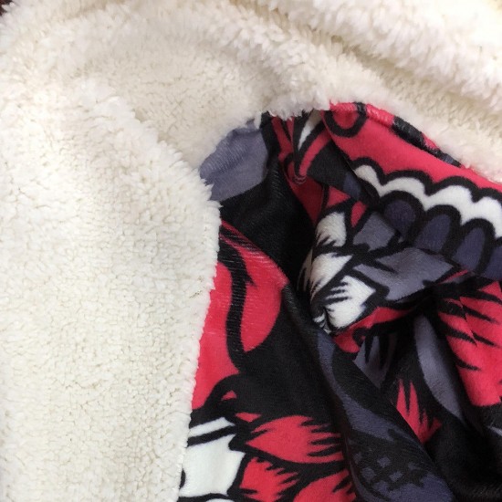Soft Hooded Blanket Throw Winter Home Sofa Warm Plush Cloak 3D Printing Blankets Home Bedding