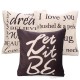 Square English Letter Cotton Linen Pillow Case Throw Cushion Cover Home Decor