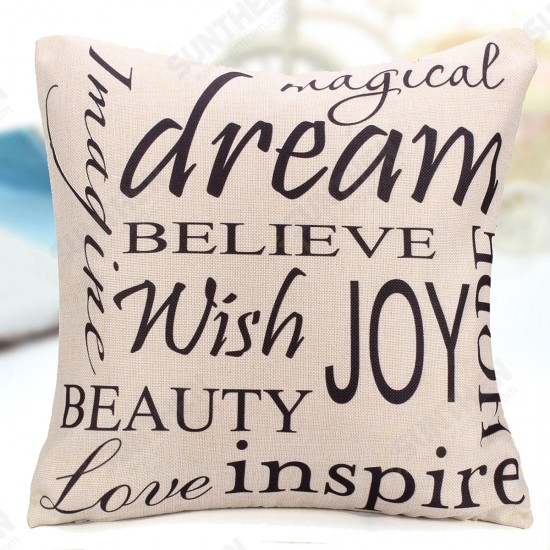 Square English Letter Cotton Linen Pillow Case Throw Cushion Cover Home Decor