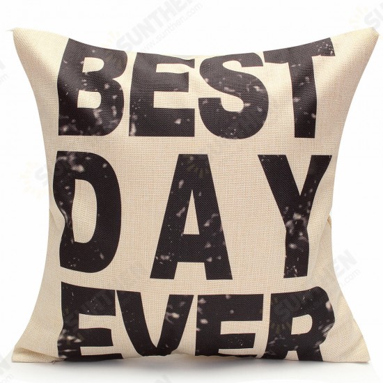 Square English Letter Cotton Linen Pillow Case Throw Cushion Cover Home Decor