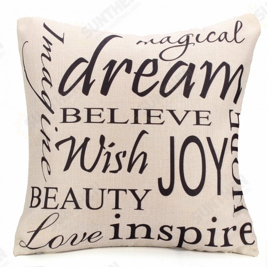 Square English Letter Cotton Linen Pillow Case Throw Cushion Cover Home Decor