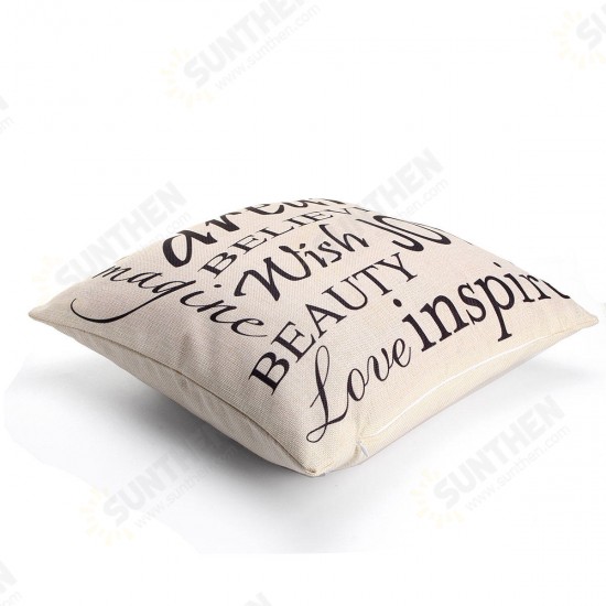 Square English Letter Cotton Linen Pillow Case Throw Cushion Cover Home Decor