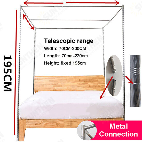 Stainless Steel Bed Mosquito Canopy Nets Bracket Support Frame Post Telescopic