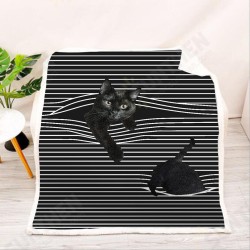 Stripe Pattern Cat Cartoon Blanket Coral Fleece Lunch Break Sofa Blanket Air Conditioning Blanket Stripe Pattern Cat Cartoon Blanket Coral Fleece Lunch Break Sofa Blanket Air Conditioning Blanket