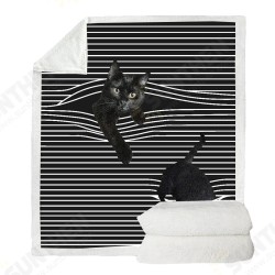 Stripe Pattern Cat Cartoon Blanket Coral Fleece Lunch Break Sofa Blanket Air Conditioning Blanket Stripe Pattern Cat Cartoon Blanket Coral Fleece Lunch Break Sofa Blanket Air Conditioning Blanket