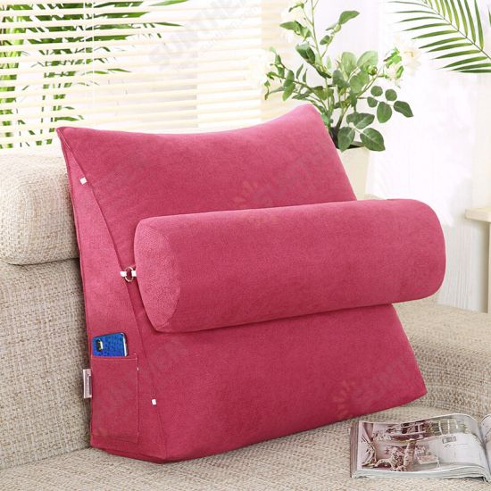 Triangular Backrest Cushion Cotton Linen Chair Sofa Cushions Bed Rest Back Pillow Waist Cushion for Office Home Decor