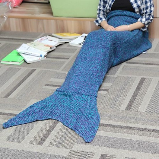 Two Size Thick Needle Yarn Knitting Mermaid Tail Blanket Woman Warm Super Soft Bed Mat