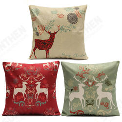 Vintage Christmas Series Deer Throw Pillow Case Linen Cotton Square Sofa Cushion Cover Vintage Christmas Series Deer Throw Pillow Case Linen Cotton Square Sofa Cushion Cover