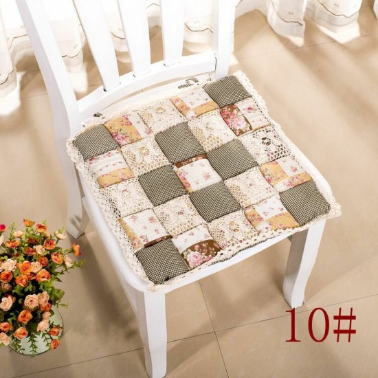 Vintage Country Lace Bread Pastoral Style Printing Flower Cotton Seat Cushion Sit Pad Mat Pillows